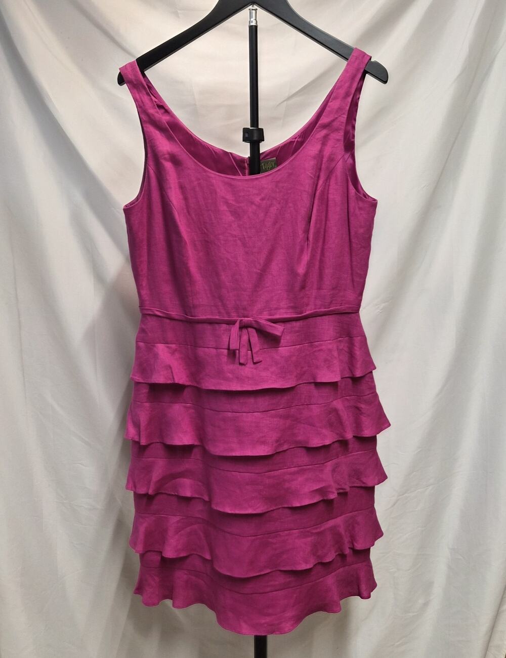 Taylor Tiered Sleeveless Fushia Pink Linen Dress Women's Size 10